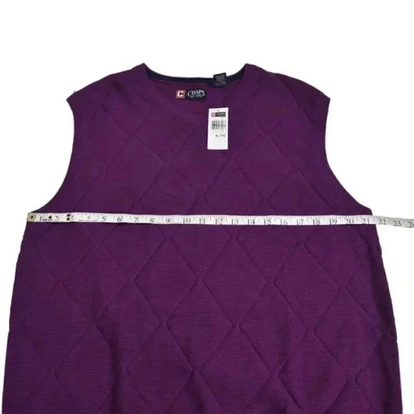 NWT  Chaps Sweater Vest Purple Argyle Knit Golf Preppy Size XL - Picture 6 of 7